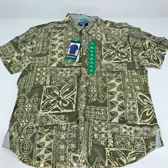 Seapointe Printed Short Sleeve Button Down Shirt Men's Size XL NWT - Picture 1 of 4